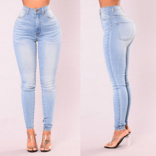 Denim Skinny Waist Stretch Lady Jeans - regamess